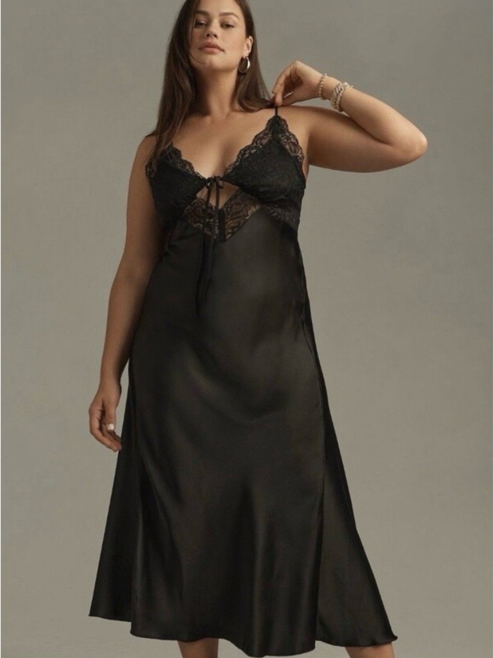 Anthropologie NWT Black Sexy Silk Slip Dress! Esthe Brand new